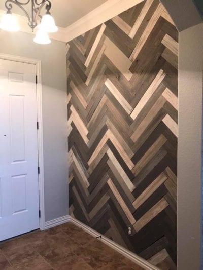 DIY Herringbone Wood Accent Wall