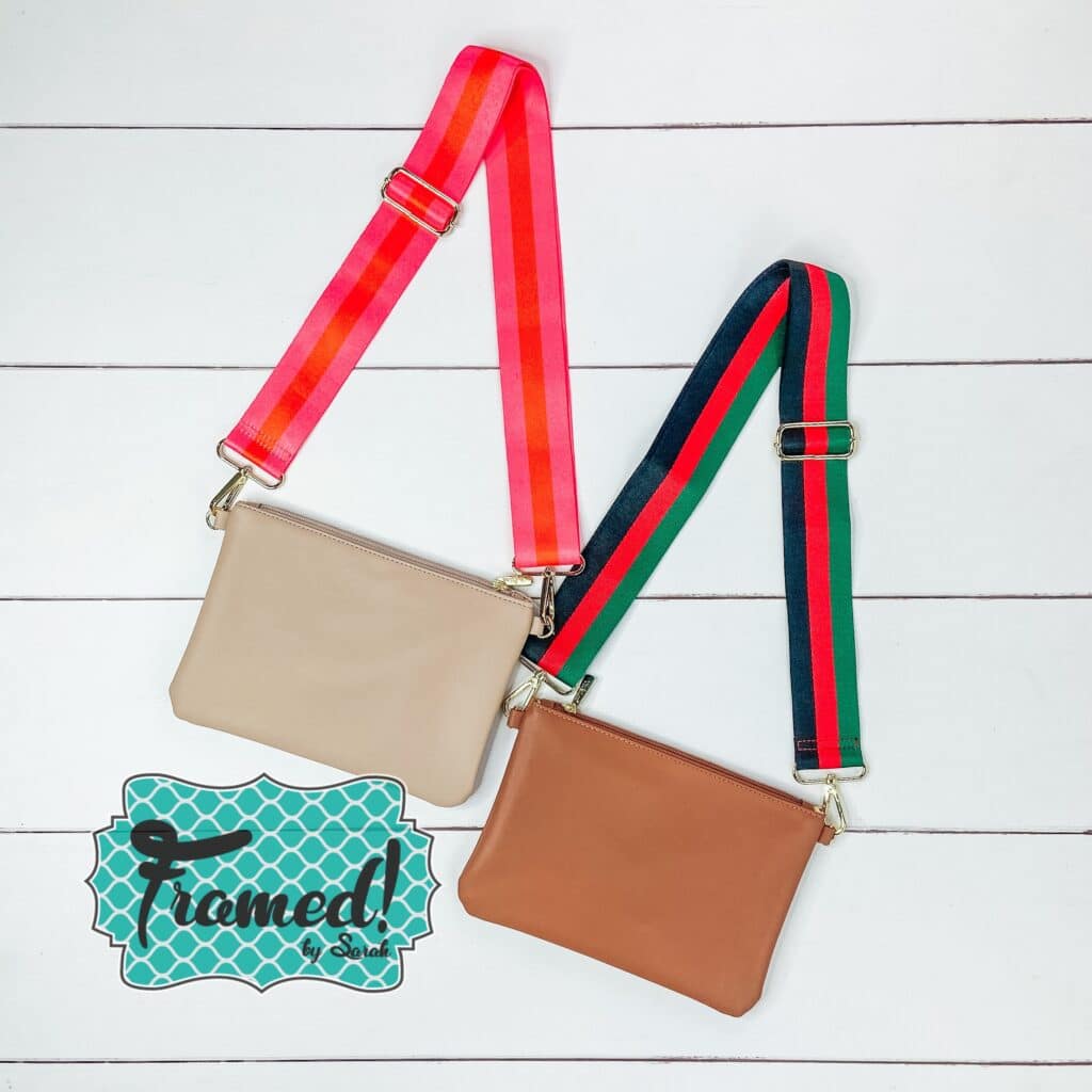 Camel and Tan crossbody bag with colorful straps - Gifts for Women Under $30
