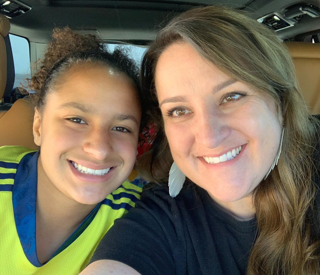 Sarah and daughter soccer trip