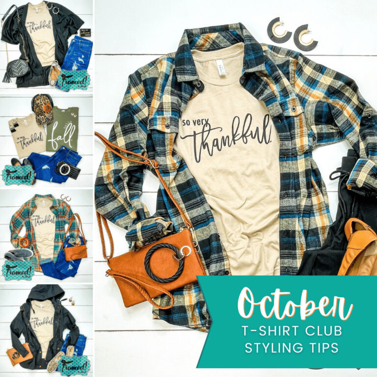 5 Grid square graphic with all 5 ways Sarah styled the So Very Thankful Tee