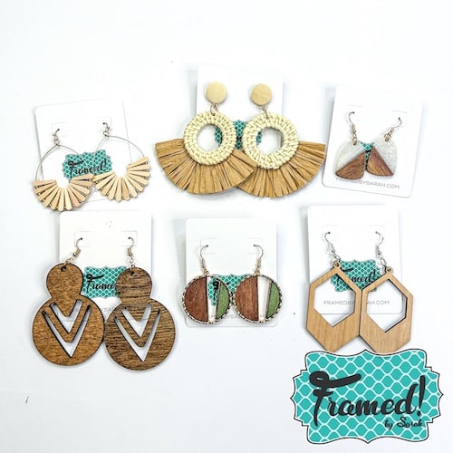 Collection of wooden statement earrings