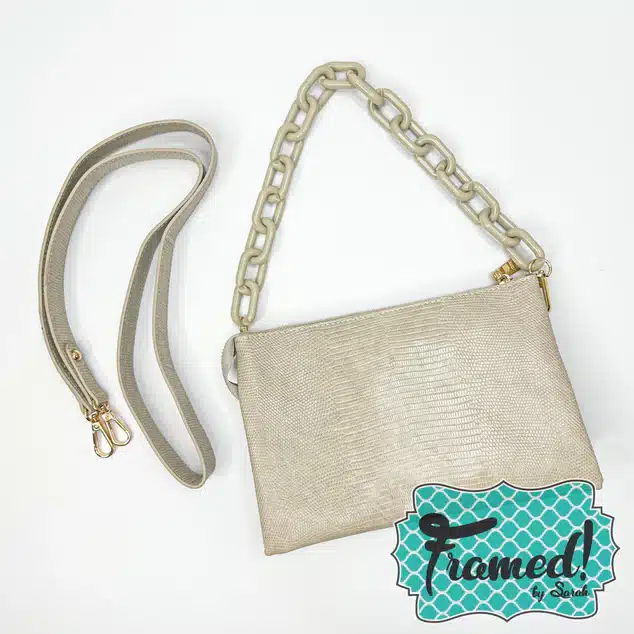 Light gray izzy crossbody with two strap options