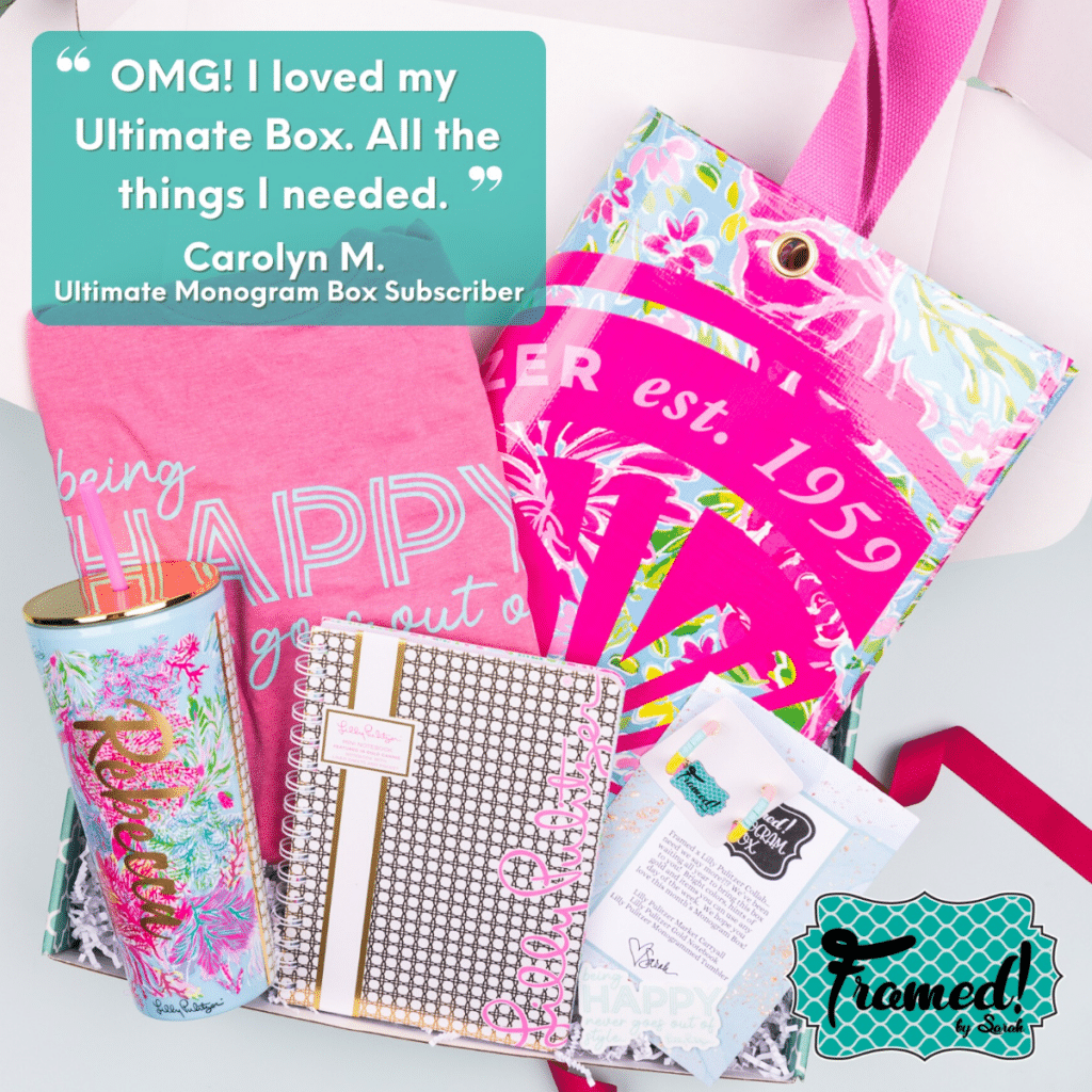 Image of Monogram Box "OMG! I loved my Ultimate Box. All the things I needed" Carolyn M. Ultimate Monogram Box Subscriber