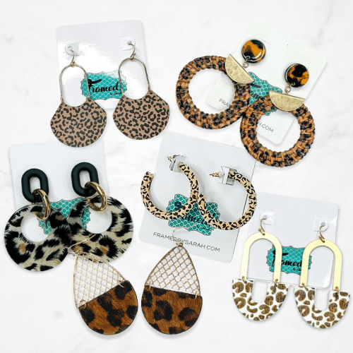 assortment of leopard print earrings