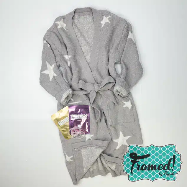 Gray Star robe with face masks and hair coils